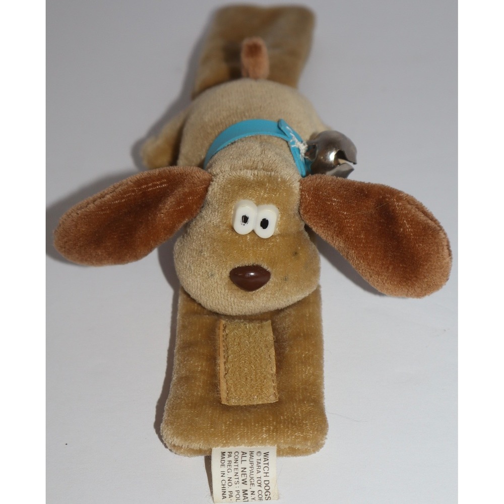 Vintage Tara Toy Corp Watch Dogs Plush Puppy Dog Wristlet Bell Blue Collar 9 "